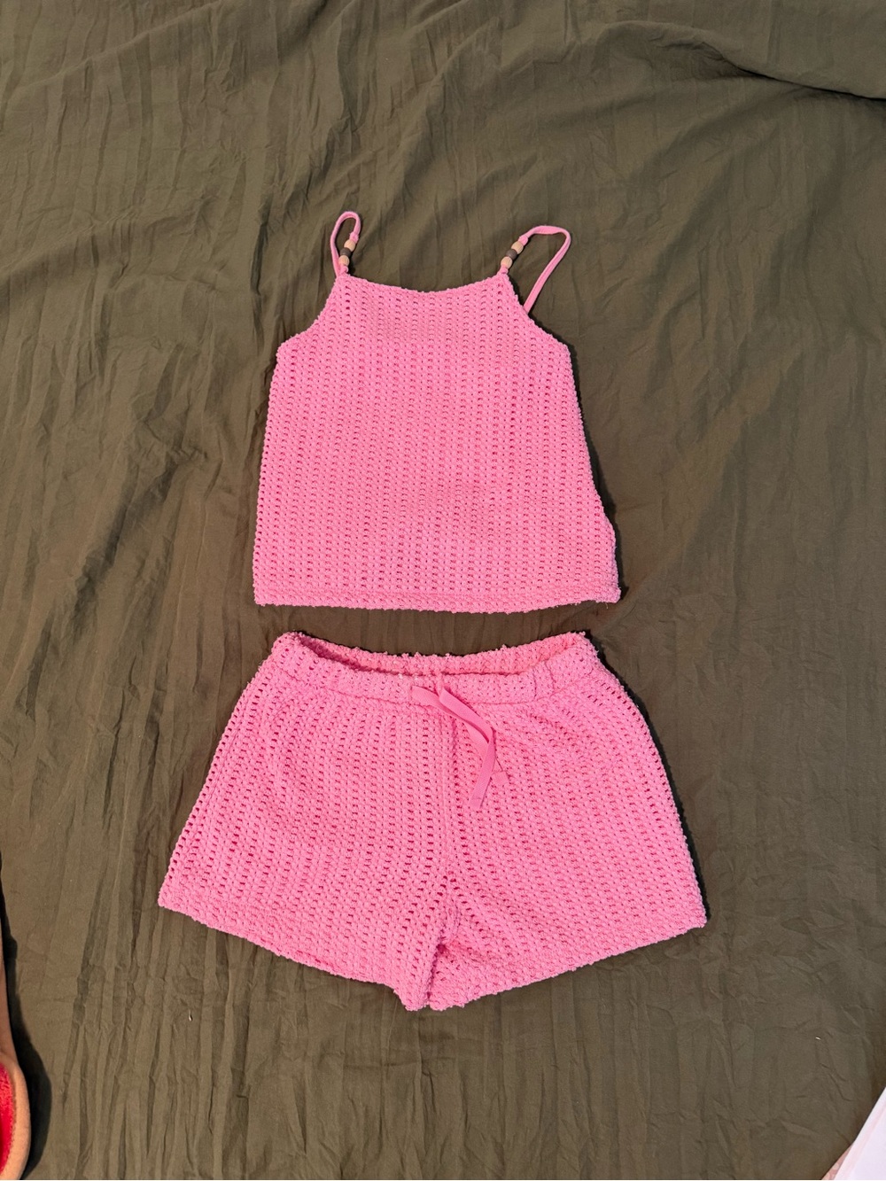 Old Navy Girls Pink Crochet Style Tank and Shorts Set 5T